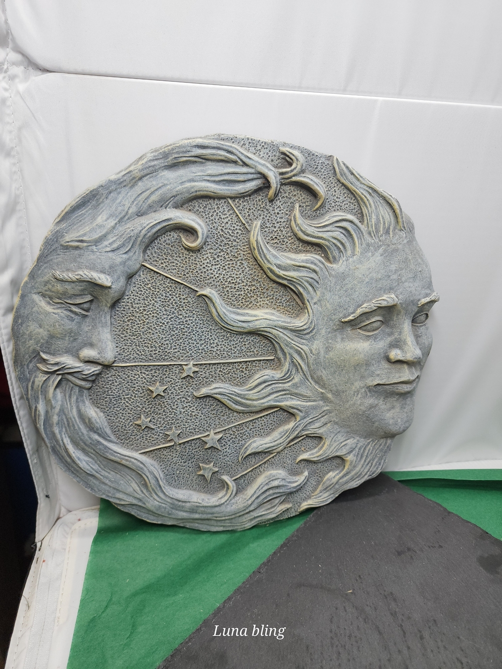 Celestial Sun and Moon Wall Art Plaque - Gray